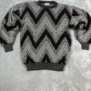 Vintage 90s AREA Chevron Zig Zag Knit Sweater – Made in USA – Men’s L